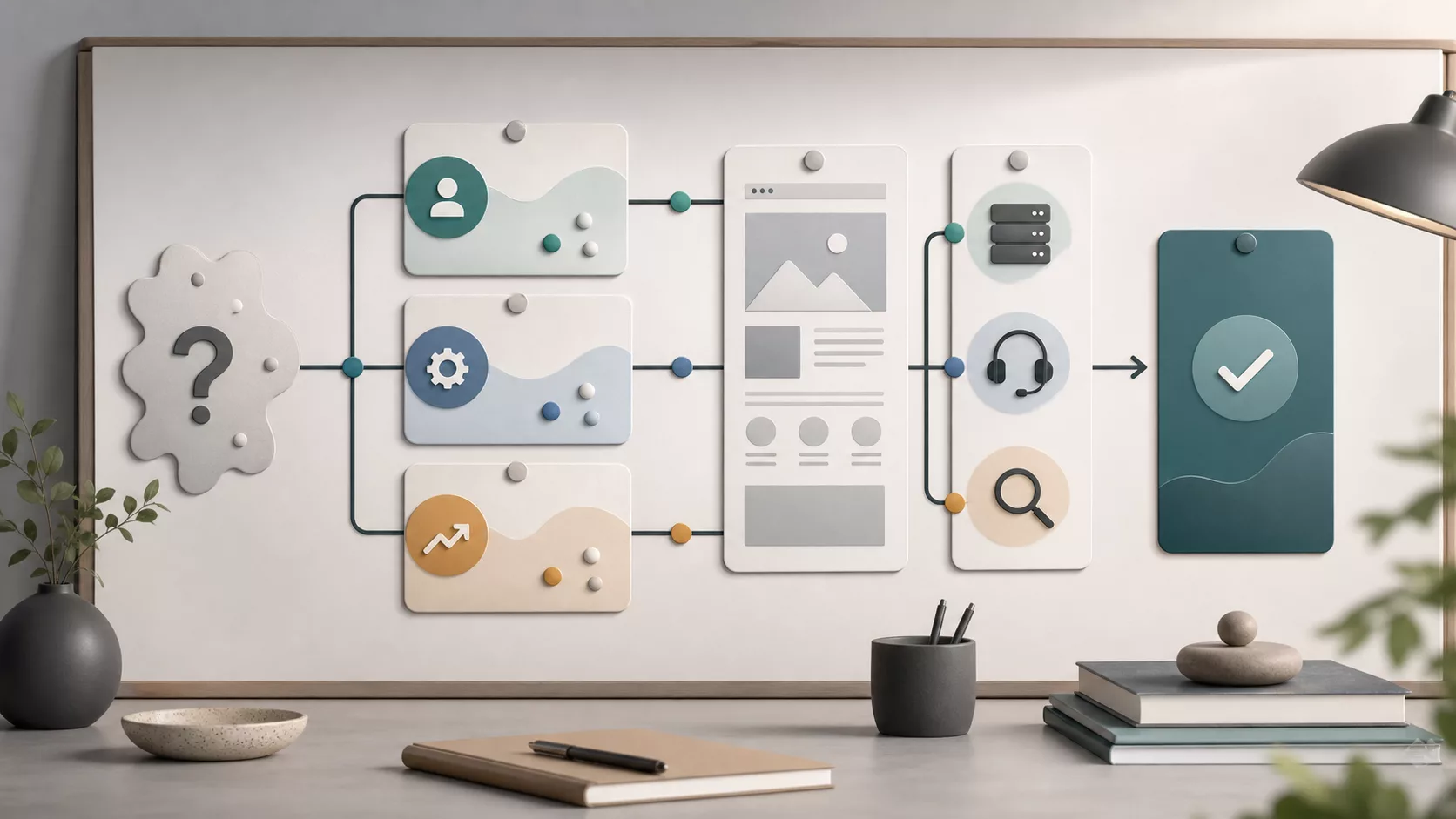 Illustration: decision path from uncertain website cost to a recommended package