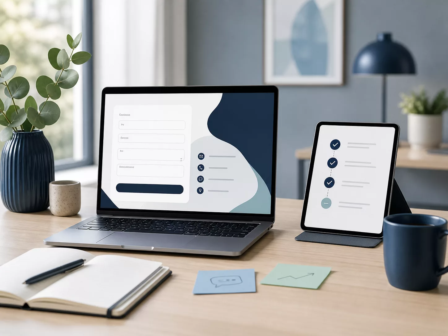 Contact form and next steps for a new website.